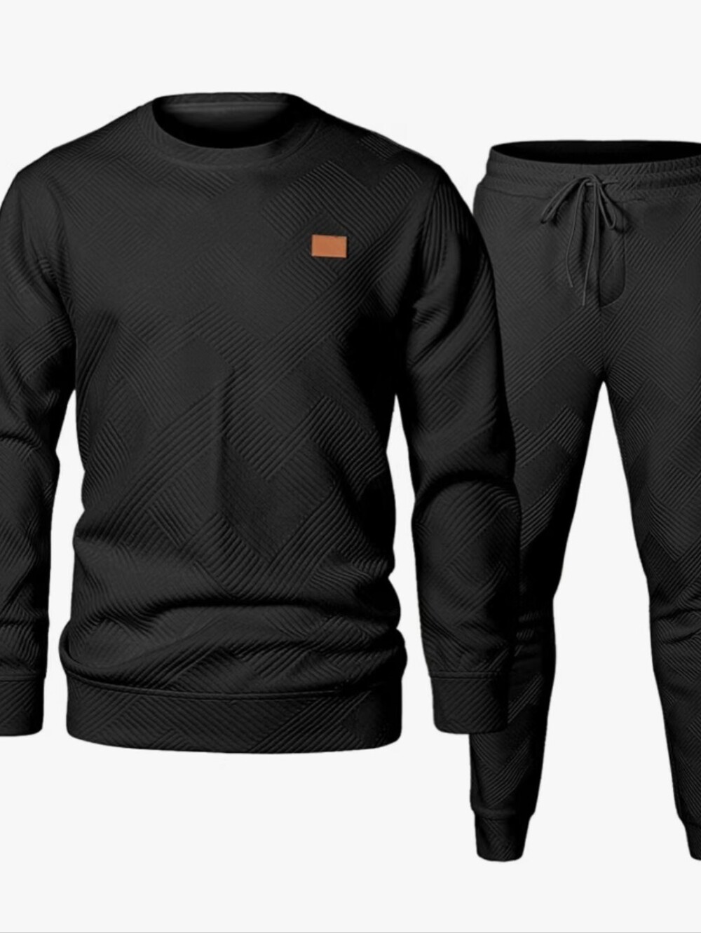 Men's 2 Piece Outfits Knit Jacquard Pullover Sweatshirt Tracksuit & Joggers